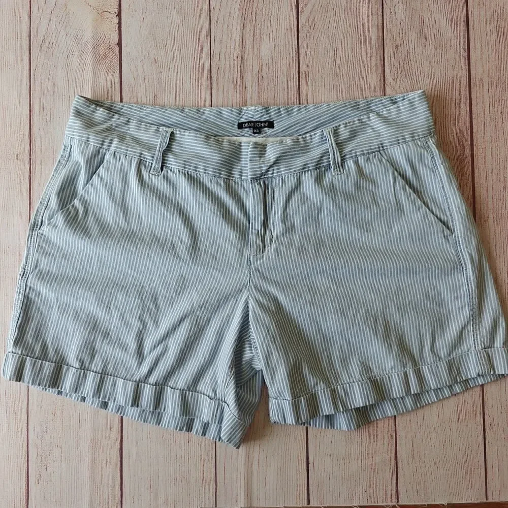 Dear John North Hampton novelty striped cuffed shorts sz 32